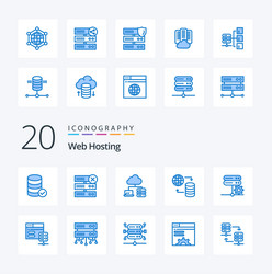 20 web hosting blue color icon pack like setting vector image
