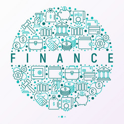 finance concept in circle with thin line icons vector image