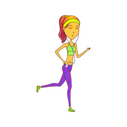 Running woman jogging girl green silhouette Vector Image