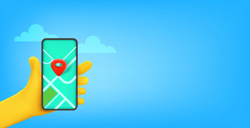 man holding smartphone with navigation vector image
