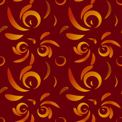 Pattern of red doodles and curls in floral vector