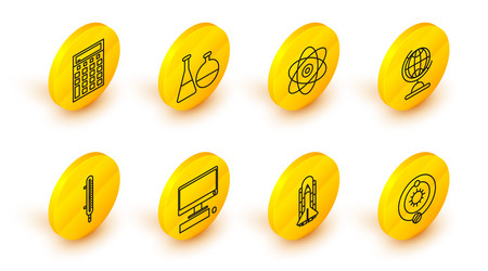 set line solar system computer monitor vector image