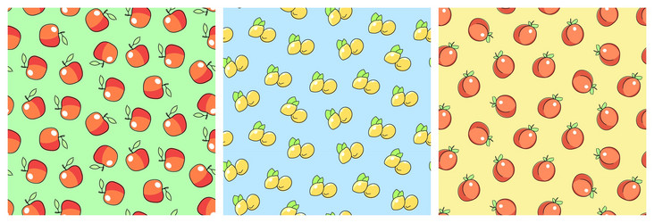 Set of patterns with natural fruit elements vector