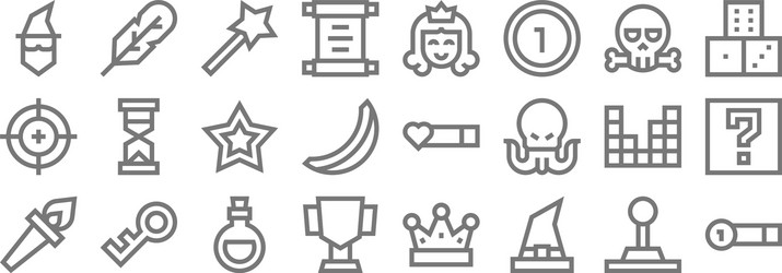video game elements line icons linear set quality vector image