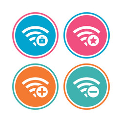 wifi wireless network icons wi-fi add remove vector image