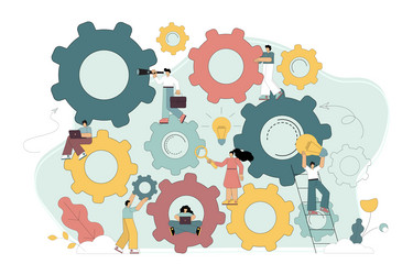 Teamwork Concept Workflow Management Rotation Vector Image
