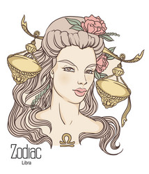 zodiac libra as girl Vector Image