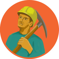 coal miner pick axe circle watercolor vector