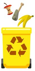 organic garbage drop in trash can with recycle vector