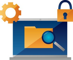 Laptop computer folder security vector