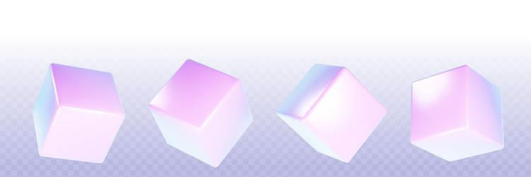 3d holographic cube render abstract box shape vector image
