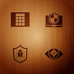 set eye scan password protection system bug vector image