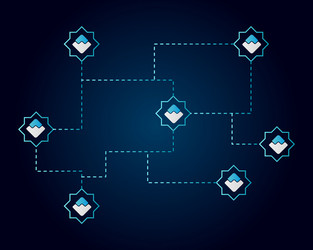 waves blockchain circuit network style background vector image