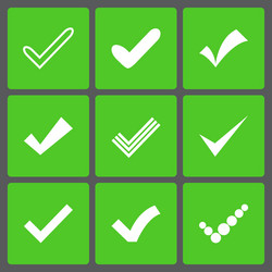 set of different retro check marks or ticks vector image