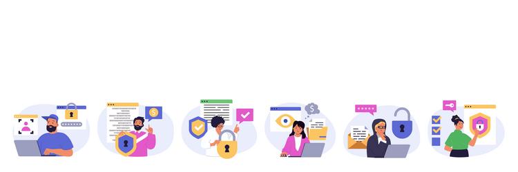 cyber security concept set in flat design for web vector image