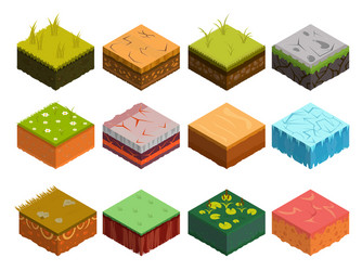 Grass and soil layers isometric Royalty Free Vector Image
