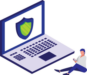 laptop computer with security shield vector image