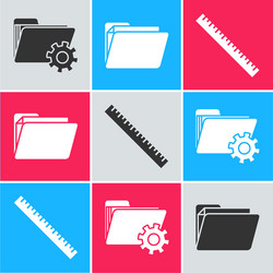 set folder settings with gears document vector image