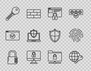 set line safe combination lock globe key secure vector image