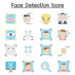 face detection recognition icon set in flat vector image