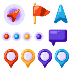 set of navigation markers labels and flags vector image