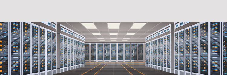 Data center room hosting server computer vector