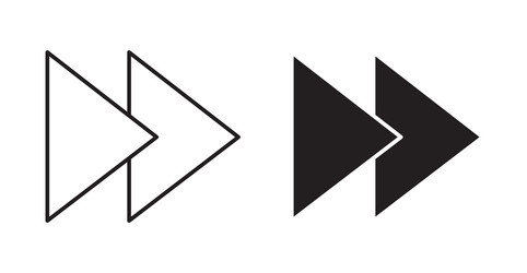 forward icon set in thin line for web vector image