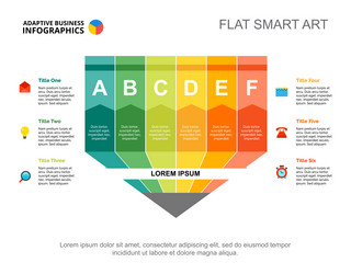 Six step process chart slide template Royalty Free Vector