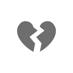 broken heart valentine day grey icon isolated vector