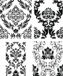 damask patterns set vector image