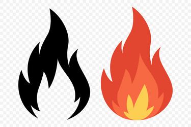 Fire flame icon set isolated campfire Royalty Free Vector