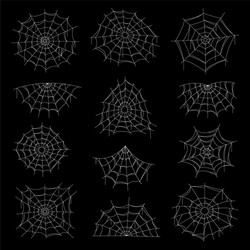 Spider web net cobweb icons on black background vector