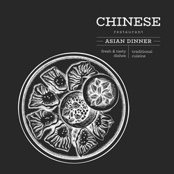 Chinese dish chalk board hand drawn isolated Vector Image