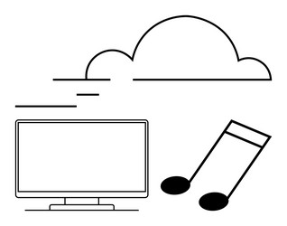 cloud computing with media streaming depicted vector image