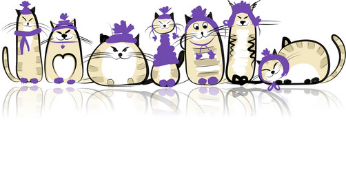 funny cats family for your design vector