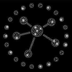 Glowing mesh network links diagram with light vector