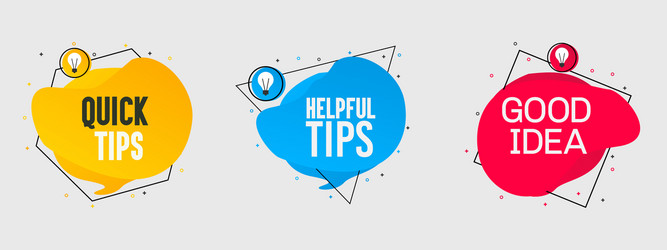 good idea quick tips helpful tip badge with light vector