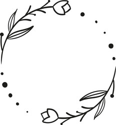 Hand drawn wreath with flowers vector