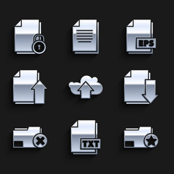 set cloud upload txt file document vector image