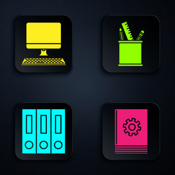 set user manual computer monitor with keyboard vector image