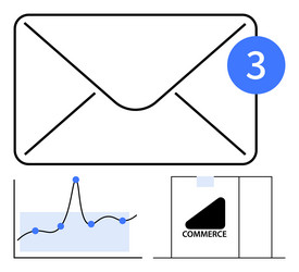email notification with data analytics and e vector image