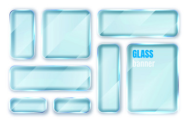 glass plates set banners on transparent vector