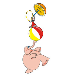 Pink Elephant Juggler with Mouse and Oranges Vector Image