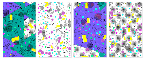 set memphis pattern pop art color background vector image
