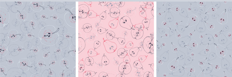 set seamless pattern with fruit slices apples vector image