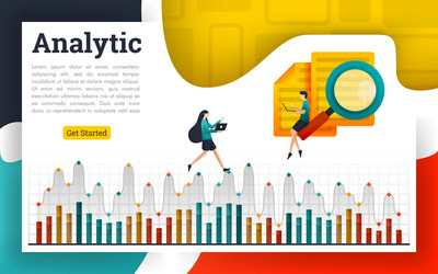 analyze documents and explain on analytic charts vector image