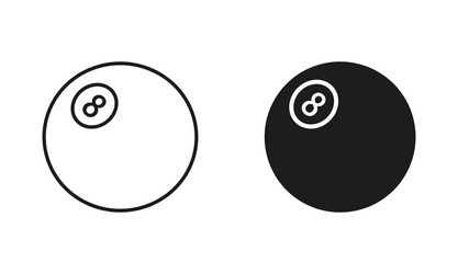 billiards ball black silhouette and line icon set vector