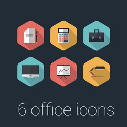 colorful business and office flat design icons set vector