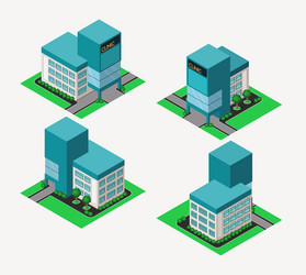 Hospital building isometric 3d pixel design icon Vector Image