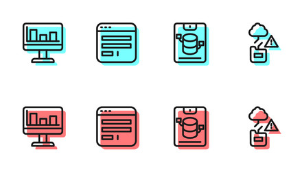 set line server data web hosting monitor vector image